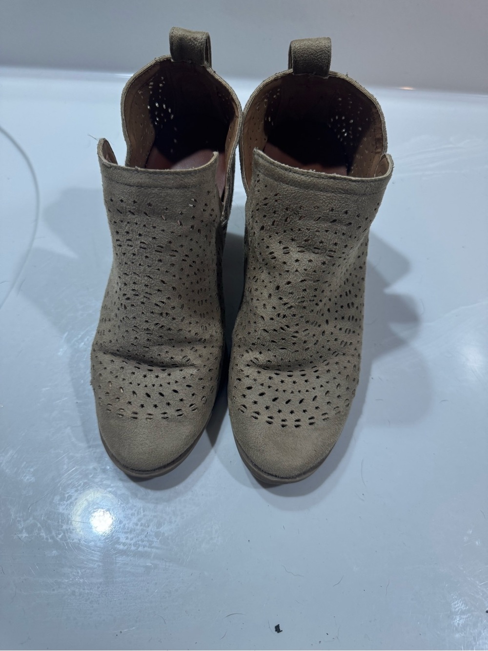 Massini Taupe Perforated Ankle Booties